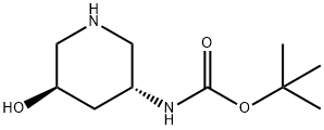 (3R,5R)-(5-Hydroxy-piperidin-3-yl)-carbamic acid tert-butyl ester Struktur