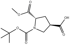 (3R,5S)-1-BOC-5-(甲氧基羰基)吡咯烷-3-甲酸 结构式