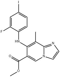 methyl 7-(2-fluoro-4-iodo-anilino)-8-methyl-imidazo[1,2-a]pyridine-6-carboxylate Struktur