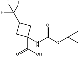 1-(tert-butoxycarbonylamino)-3-(trifluoromethyl)cyclobutanecarboxylic acid 结构式