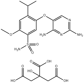 Benzenesulfonamide, 5-[(2,4-diamino-5-pyrimidinyl)oxy]-2-methoxy-4-(1-methylethyl)-, 2-hydroxy-1,2,3-propanetricarboxylate (1:1) Struktur