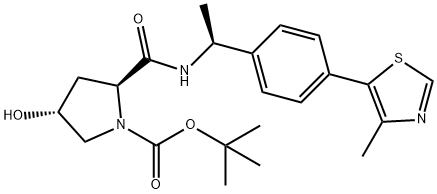 1-Pyrrolidinecarboxylic acid, 4-hydroxy-2-[[[(1S)-1-[4-(4-methyl-5-thiazolyl)phenyl]ethyl]amino]carbonyl]-, 1,1-dimethylethyl ester, (2S,4R)-, 2313528-38-8, 结构式