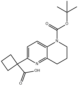 1-(5-(tert-Butoxycarbonyl)-5,6,7,8-tetrahydro-1,5-naphthyridin-2-yl)cyclobutane-1-carboxylic acid Structure