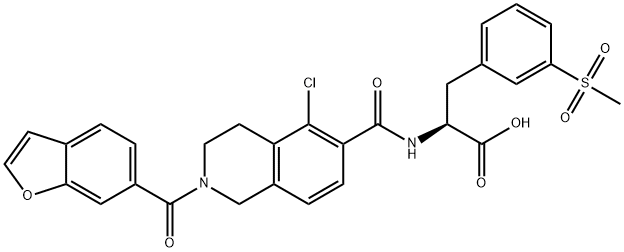L-Phenylalanine, N-[[2-(6-benzofuranylcarbonyl)-5-chloro-1,2,3,4-tetrahydro-6-isoquinolinyl]carbonyl]-3-(methylsulfonyl)- Struktur