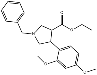 ethyl trans-1-benzyl-4-(2，4-dimethoxyphenyl)pyrrolidine-3-carboxylate, 2324692-00-2, 结构式