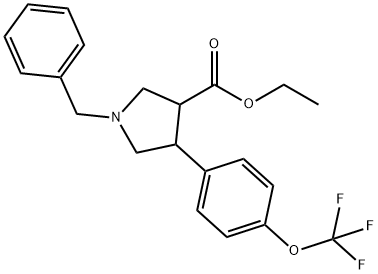 Trans-ethyl-1-benzyl-4-(4-(trifluoromethoxy)phenyl)pyrrolidine-3-carboxylate 结构式