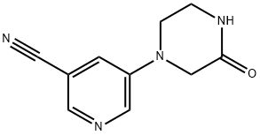 3-Pyridinecarbonitrile, 5-(3-oxo-1-piperazinyl)- Structure