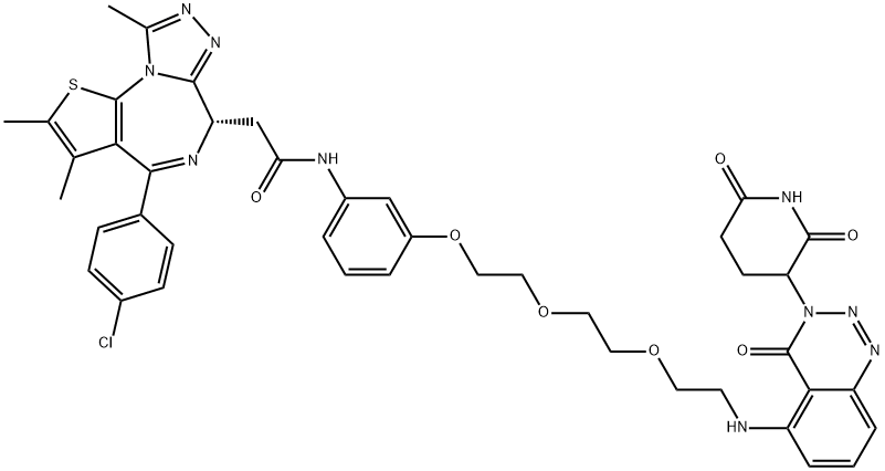 2334525-50-5 6H-Thieno[3,2-f][1,2,4]triazolo[4,3-a][1,4]diazepine-6-acetamide, 4-(4-chlorophenyl)-N-[3-[2-[2-[2-[[3-(2,6-dioxo-3-piperidinyl)-3,4-dihydro-4-oxo-1,2,3-benzotriazin-5-yl]amino]ethoxy]ethoxy]ethoxy]phenyl]-2,3,9-trimethyl-, (6S)-