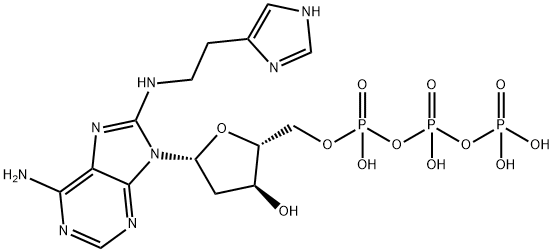 2''-Deoxy-8-[[2-(1H-imidazol-4-yl)ethyl]amino]adenosine 5''-(Tetrahydrogen Triphosphate) Structure