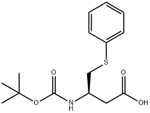 Butanoic acid, 3-[[(1,1-dimethylethoxy)carbonyl]amino]-4-(phenylthio)-, (3R)- 化学構造式