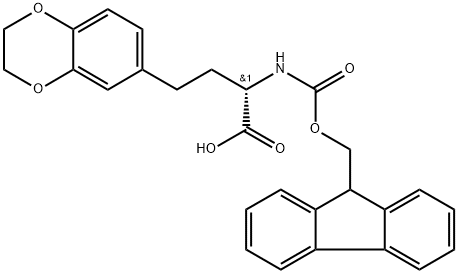 (2S)-4-(2,3-dihydro-1,4-benzodioxin-6-yl)-2-({[(9H-fluoren-9-yl)methoxy]carbonyl}amino)butanoic acid 化学構造式
