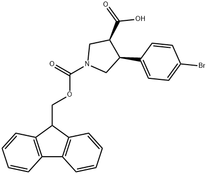 1,3-Pyrrolidinedicarboxylic acid, 4-(4-bromophenyl)-, 1-(9H-fluoren-9-ylmethyl) ester, (3S,4S)- Structure