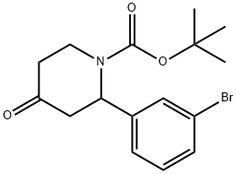 1-Piperidinecarboxylic acid, 2-(3-bromophenyl)-4-oxo-, 1,1-dimethylethyl ester Struktur