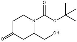 1-Piperidinecarboxylic acid, 2-(hydroxymethyl)-4-oxo-, 1,1-dimethylethyl ester 化学構造式