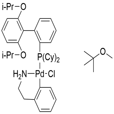 Palladium, [2-[2-(amino-κN)ethyl]phenyl-κC][[2',6'-bis(1-methylethoxy)[1,1'-biphenyl]-2-yl]dicyclohexylphosphine-κP]chloro-, (SP-4-4)-, compd. with 2-methoxy-2-methylpropane (1:1) 化学構造式