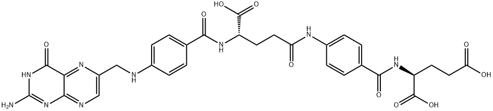 L-Glutamic acid, N-[4-[[(4S)-4-[[4-[[(2-amino-3,4-dihydro-4-oxo-6-pteridinyl)methyl]amino]benzoyl]amino]-4-carboxy-1-oxobutyl]amino]benzoyl]- Struktur