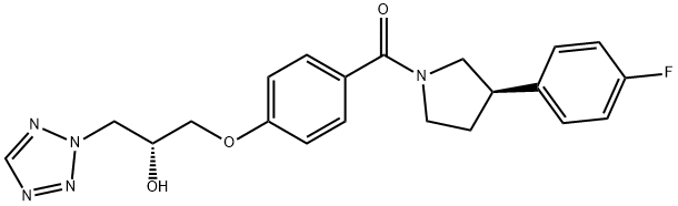 Methanone, [(3R)-3-(4-fluorophenyl)-1-pyrrolidinyl][4-[(2R)-2-hydroxy-3-(2H-tetrazol-2-yl)propoxy]phenyl]- 化学構造式