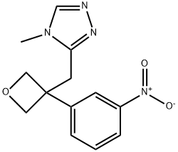 4H-1,2,4-Triazole, 4-methyl-3-[[3-(3-nitrophenyl)-3-oxetanyl]methyl]-,2368844-95-3,结构式