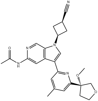 Acetamide, N-[1-(cis-3-cyanocyclobutyl)-3-[4-methyl-6-[(3R)-tetrahydro-3-methoxy-3-furanyl]-2-pyridinyl]-1H-pyrrolo[2,3-c]pyridin-5-yl]-,2368945-72-4,结构式