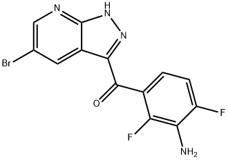 Methanone, (3-amino-2,4-difluorophenyl)(5-bromo-1H-pyrazolo[3,4-b]pyridin-3-yl)- 化学構造式