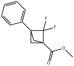 Bicyclo[1.1.1]pentane-1-carboxylic acid, 2,2-difluoro-3-phenyl-, methyl ester 化学構造式