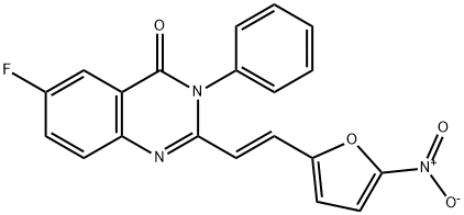 4(3H)-Quinazolinone, 6-fluoro-2-[(1E)-2-(5-nitro-2-furanyl)ethenyl]-3-phenyl- Struktur