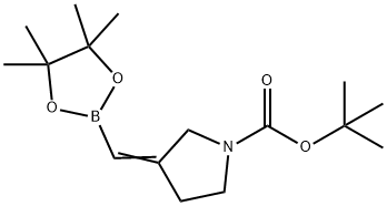 1-Pyrrolidinecarboxylic acid, 3-[(4,4,5,5-tetramethyl-1,3,2-dioxaborolan-2-yl)methylene]-, 1,1-dimethylethyl ester Struktur