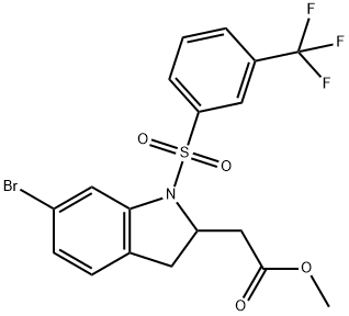 1H-Indole-2-acetic acid, 6-bromo-2,3-dihydro-1-[[3-(trifluoromethyl)phenyl]sulfonyl]-, methyl ester,2377378-53-3,结构式