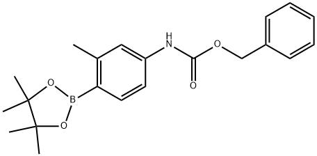(3-甲基-4-(4,4,5,5-四甲基-1,3,2-二氧硼烷-2-基)苯基)氨基甲酸苄酯 结构式