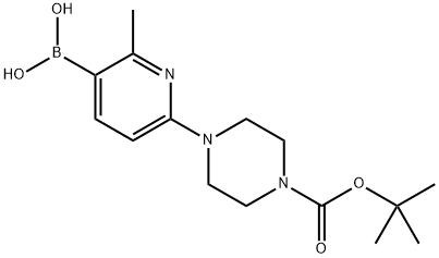 6-(4-BOC-Piperazino)-2-methylpyridine-3-boronic acid 化学構造式