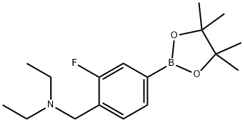 N-乙基-N-(2-氟-4-(4,4,5,5-四甲基-1,3,2-二氧硼杂环戊烷-2-基)苯基)乙胺 结构式