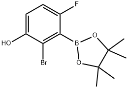 2-Bromo-6-fluoro-3-hydroxyphenylboronic acid pinacol ester 化学構造式