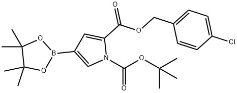 N-BOC-2-(4-chlorobenzyloxycarbonyl)pyrrole-4-boronic acid pinacol ester 化学構造式