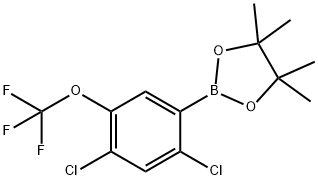 2,4-Dichloro-5-(trifluoromethoxy)phenylboronic acid, pinacol ester 化学構造式
