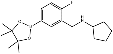 3-(Cyclopentylaminomethyl)-4-fluorophenylboronic acid pinacol ester 化学構造式