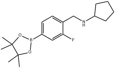 4-(N-Cyclopentylaminomethyl)-3-fluorophenylboronic acid, pinacol ester 化学構造式
