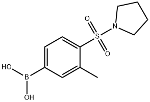 3-Methyl-4-(pyrrolidine-1-sulfonyl)phenylboronic acid 化学構造式