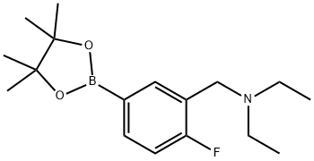 N-乙基-N-(2-氟-5-(4,4,5,5-四甲基-1,3,2-二氧硼杂环戊烷-2-基)苯基)乙胺, 2377609-50-0, 结构式