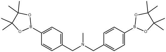 N-甲基-N-(4-(4,4,5,5-四甲基-1,3,2-二氧硼杂环戊烷-2-基)苄基)-1-(4-(4,4,5,5-四甲基-1,3,2-二氧硼杂环戊烷-2-基)苯基)甲胺,2377609-51-1,结构式