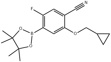 2-(环丙基甲氧基)-5-氟-4-(4,4,5,5-四甲基-1,3,2-二氧硼杂环戊烷-2-基)苯腈 结构式