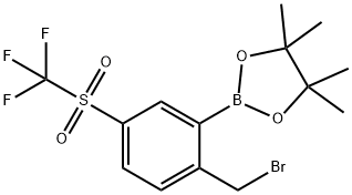 2-Bromomethyl-5-(trifluoromethanesulfonyl)phenylboronic acid pinacol ester 结构式