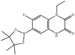 1-Ethyl-7-fluoro-6-(tetramethyl-1,3,2-dioxaborolan-2-yl)-4H-quinoxaline-2,3-dione Struktur