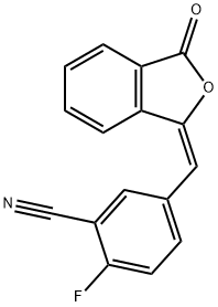 Benzonitrile, 2-fluoro-5-[(E)-(3-oxo-1(3H)-isobenzofuranylidene)methyl]- Structure