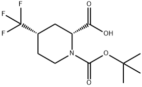(2R,4S)-4-Trifluoromethyl-piperidine-1,2-dicarboxylic acid 1-tert-butyl ester 化学構造式