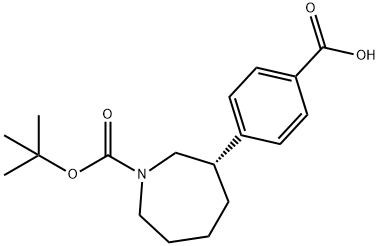 1H-Azepine-1-carboxylic acid, 3-(4-carboxyphenyl)hexahydro-, 1-(1,1-dimethylethyl) ester, (3S)- 结构式