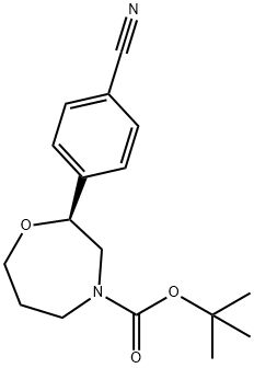 tert-butyl (S)-2-(4-cyanophenyl)-1,4-oxazepane-4-carboxylate 结构式