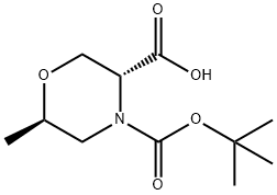 3,4-Morpholinedicarboxylic acid, 6-methyl-, 4-(1,1-dimethylethyl) ester, (3R,6R) 化学構造式