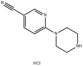 3-Pyridinecarbonitrile, 6-(1-piperazinyl)-, hydrochloride (1:2) 化学構造式