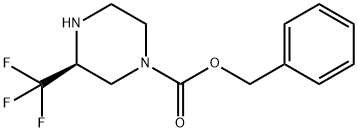 (S)-3-Trifluoromethyl-piperazine-1-carboxylic acid benzyl ester 化学構造式