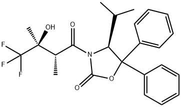 (4S)-4-isopropyl-5,5-diphenyl-3-[(2R,3S)-4,4,4-trifluoro-3-hydroxy-2,3-dimethyl-butanoyl]oxazolidin-2-one, 2387562-53-8, 结构式